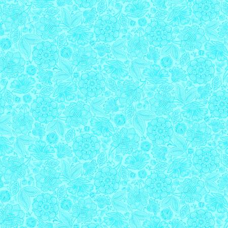 Indigo Garden by Timeless Treasures CD3413 Aqua - 1/2 Yard