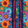 Jubilant Midnight Bright Floral 11in Stripe by Timeless Treasures - 1/2 Yard