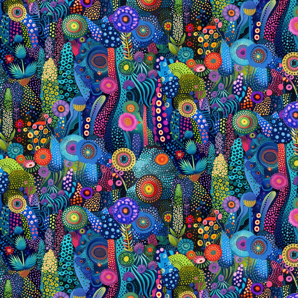 Jubilant Night Dotty Garden by Timeless Treasures - 1/2 Yard