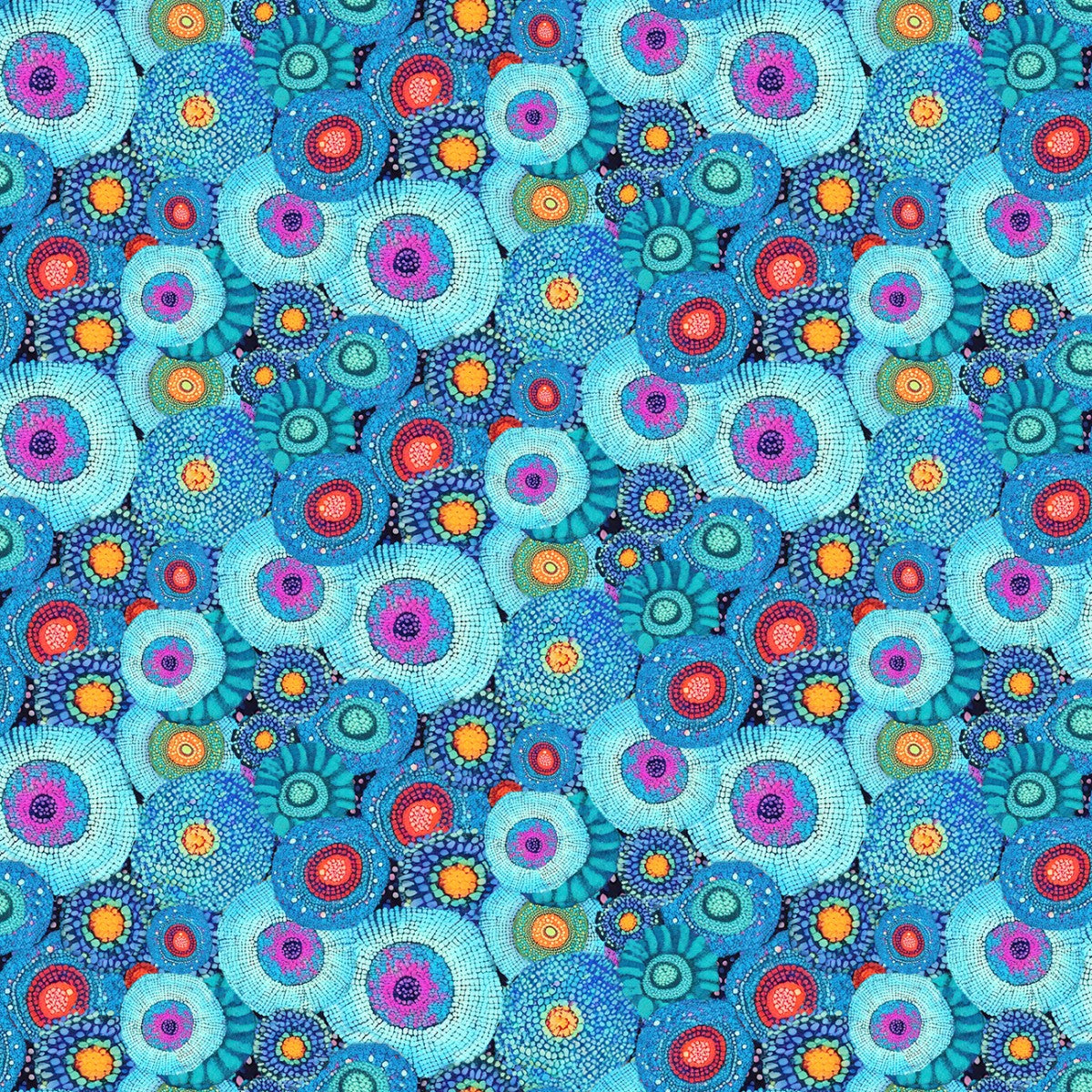 Jubilant Blue Abstract Floral by Timeless Treasures - 1/2 Yard