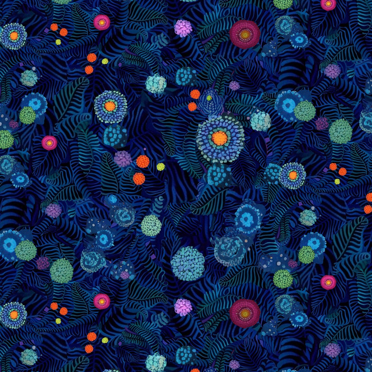 Jubilant Sapphire Night Floral by Timeless Treasures - 1/2 Yard