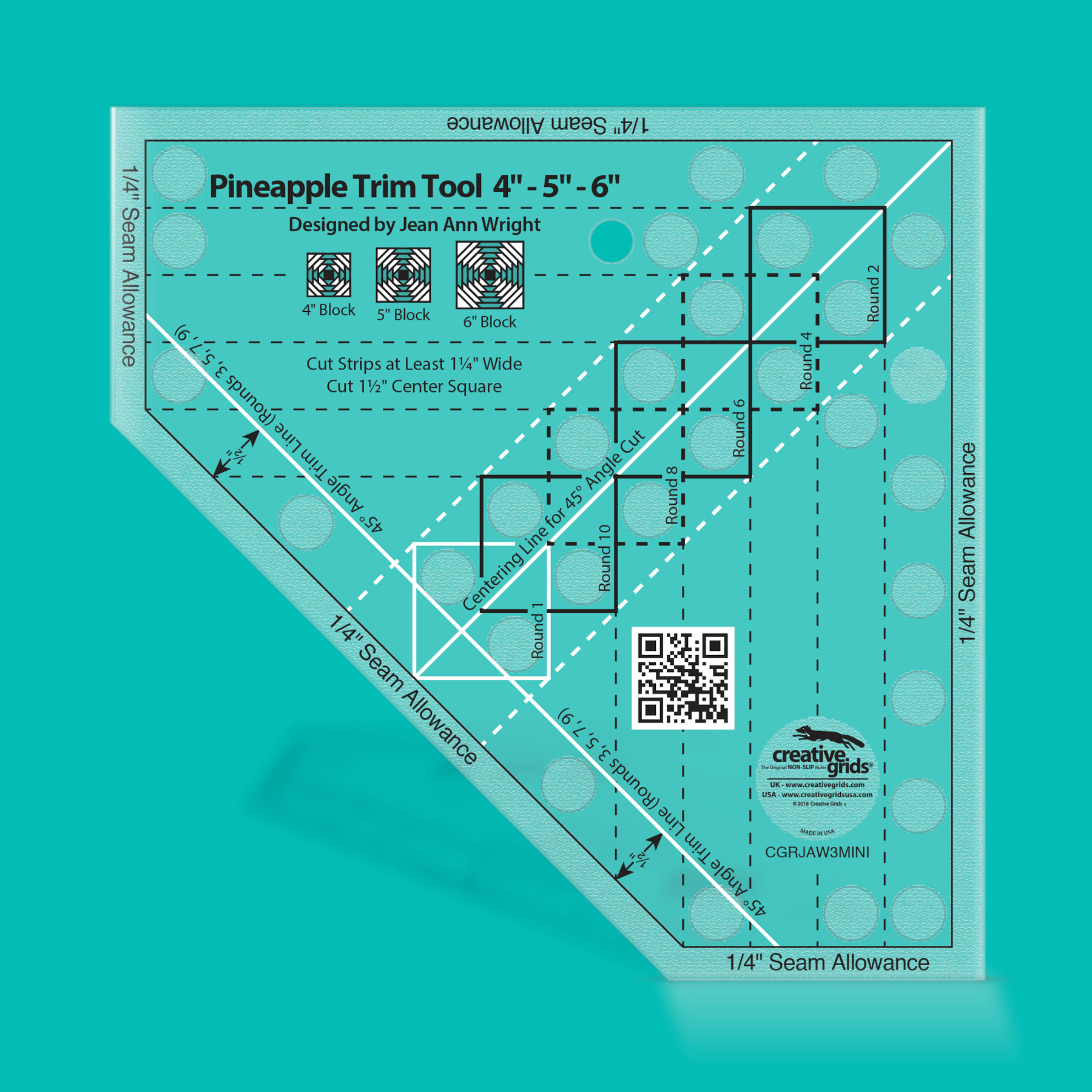 Creative Grids Pineapple Trim Tool Mini Quilt Ruler
