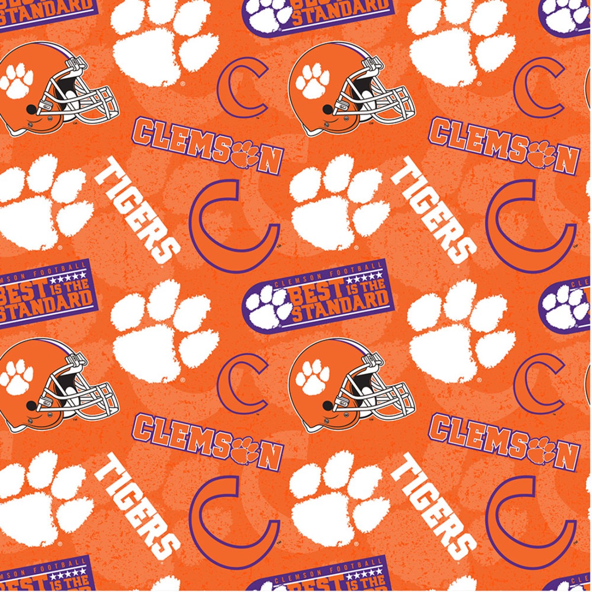 Clemson Tigers NCAA Tone-on-Tone Cotton Fabric -1/2 Yard
