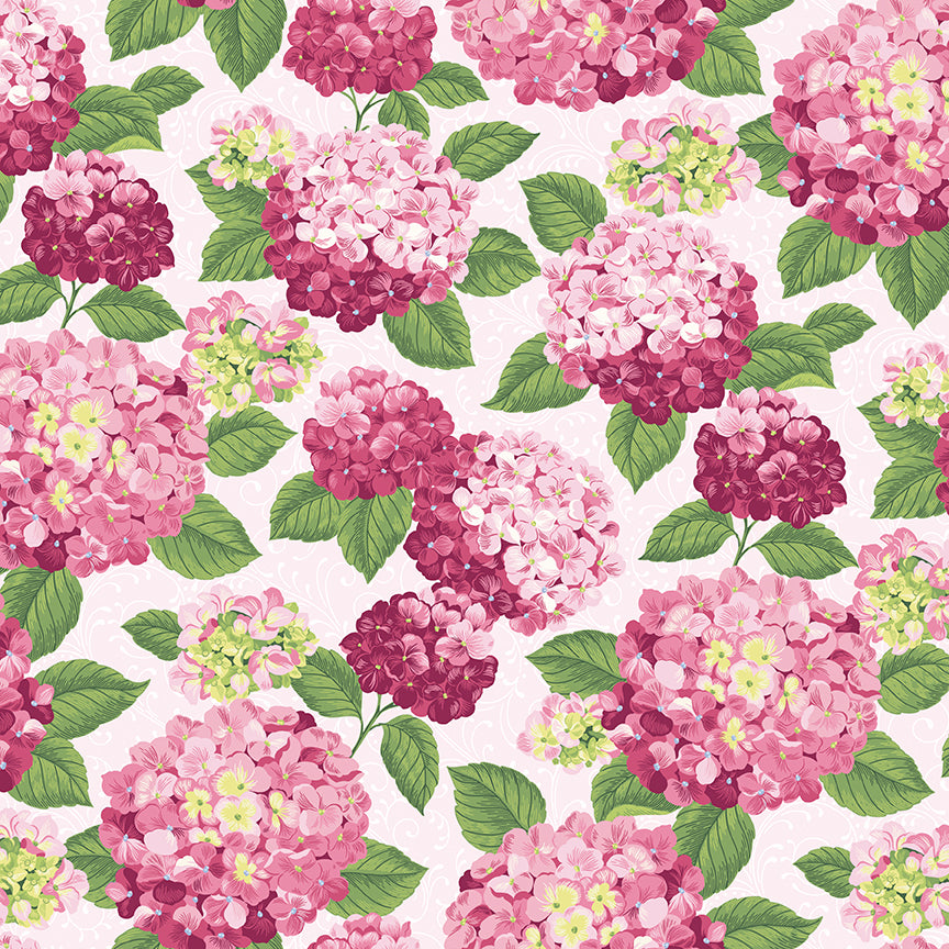 Hydrangeas in the Garden Main Pink Pearl by Jennifer Bosworth for RBD - 1/2 YARD