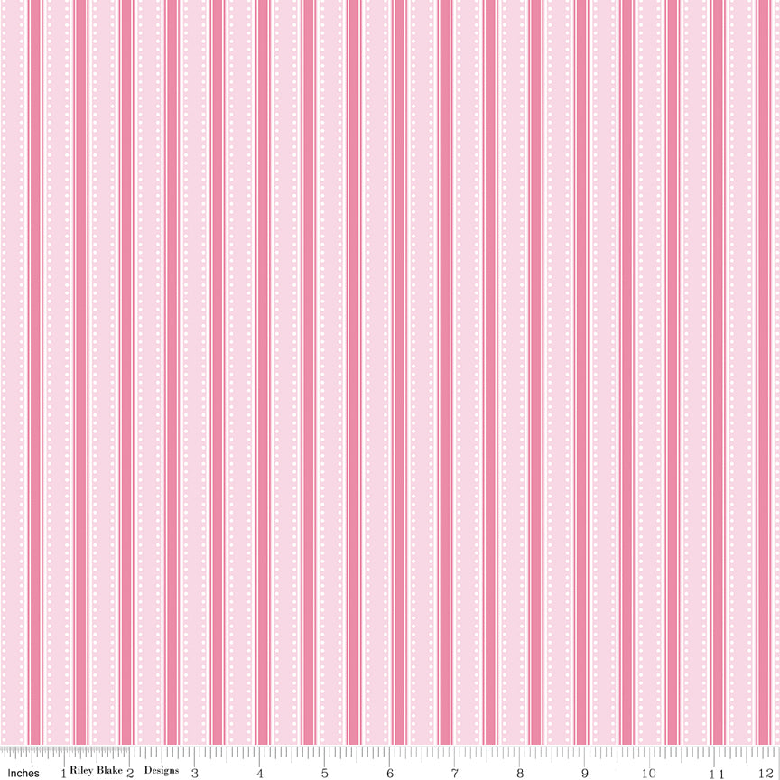 Hydrangeas in the Garden Stripes Pink Pearl by Jennifer Bosworth for RBD - 1/2 YARD