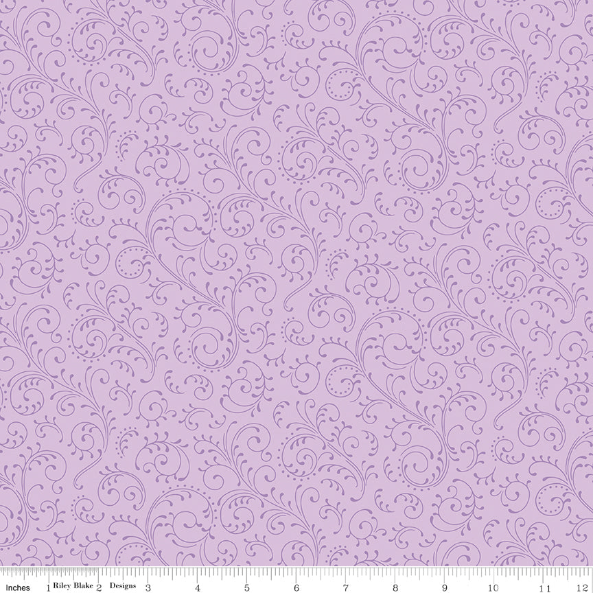 Hydrangeas in the Garden Garden Scrolls Lavender Pearl by Jennifer Bosworth for RBD - 1/2 YARD