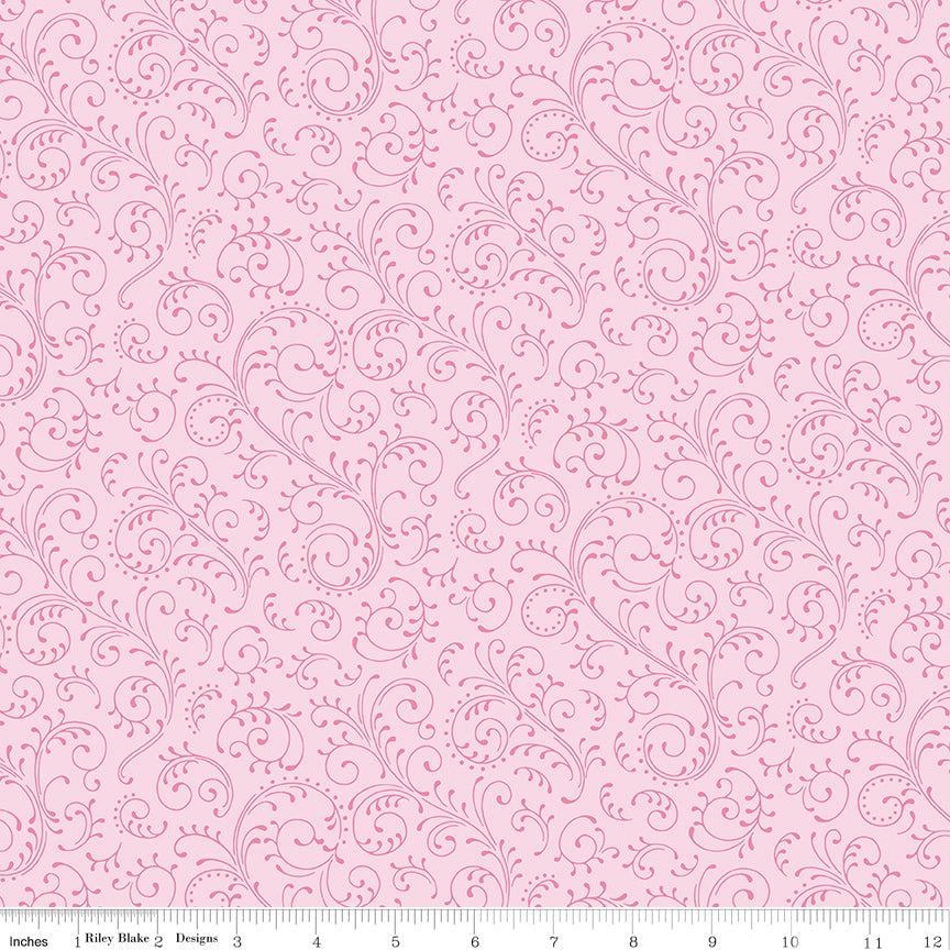 Hydrangeas in the Garden Scrolls Pink Pearl by Jennifer Bosworth for RBD - 1/2 YARD