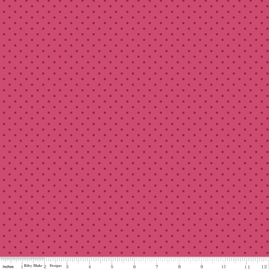 Hydrangeas in the Garden Polka Dots Raspberry Pearl by Jennifer Bosworth for RBD - 1/2 YARD