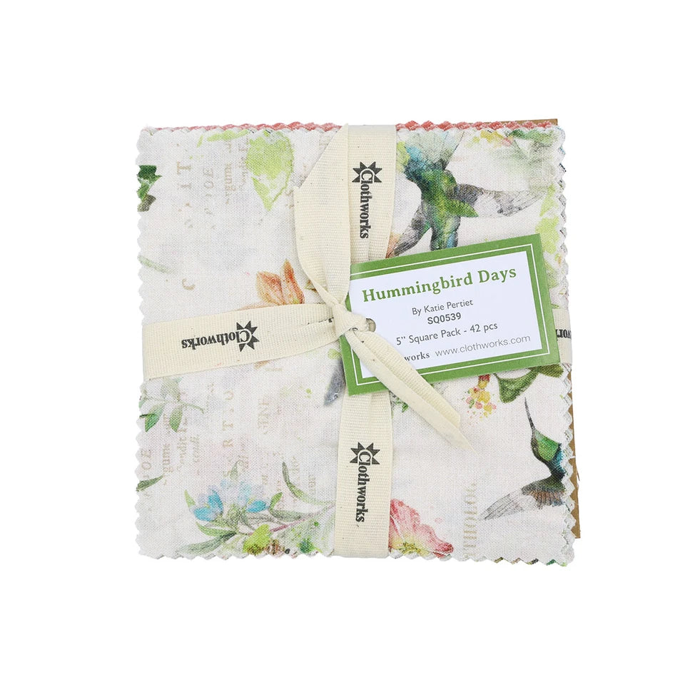 Hummingbird Days 5" Squares by Katie Pertiet for Clothworks