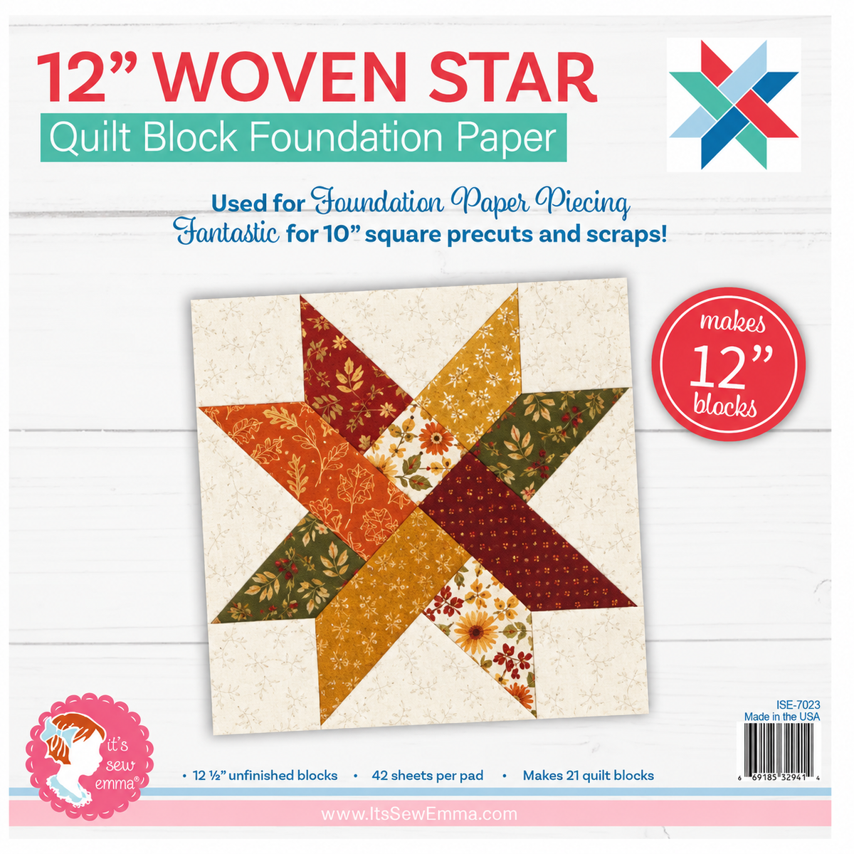 Fall Woven Star Foundation Paper Piecing Hot Pad Workshop