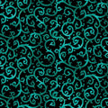 Christmas Spirit Scrolling Splendor Turquoise Black David Galchutt Benartex - 1/2 Yard
