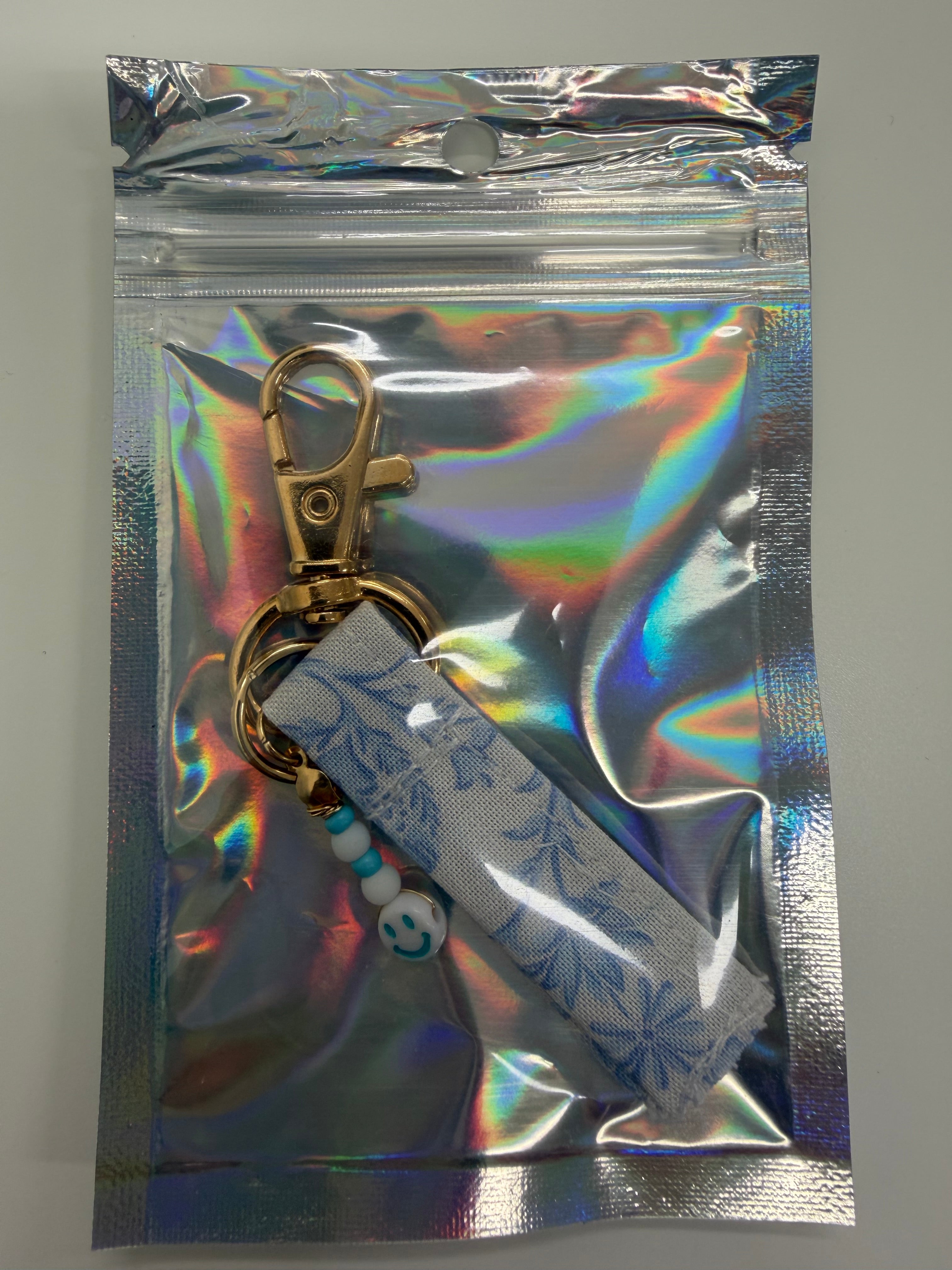 Blue and White Floral Keychain- Tiny Jungles