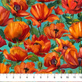 Northcott - Charisma - Nancy Dunlop Cawdrey- Packed Poppies - Turquoise Fat Quarter 18"X21"