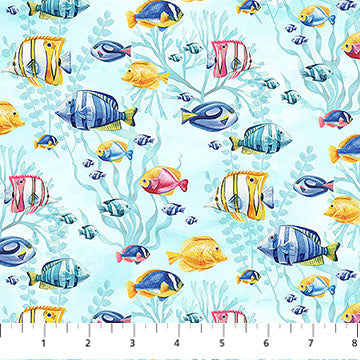 Coastal Breeze - Coral Freeze - Turq for Northcott- 1/2 YARD