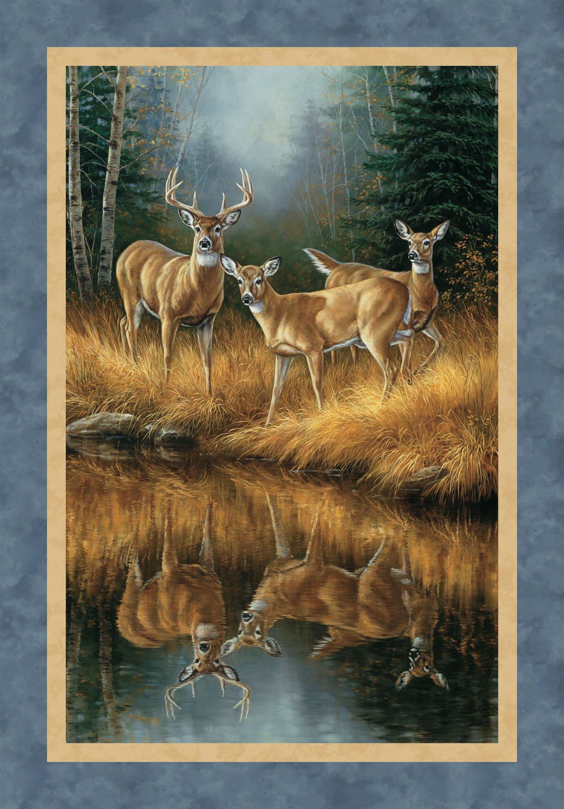 Birchwood - Naturescapes Deer Scenic 30" Panel by Rosemary Millette for Northcott