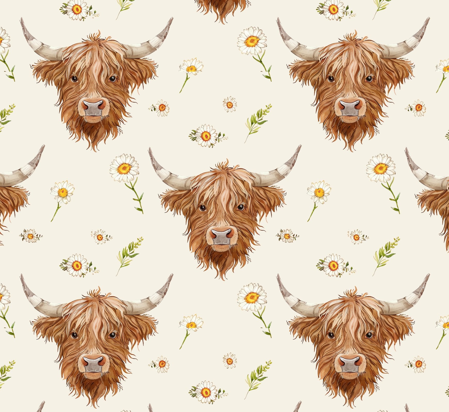 Foust Exclusive Daisy Cow Cream for David Textiles - 1/2 YARD