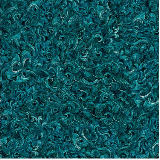 Deep Sea Dazzle - Waves Texture - TEAL - QT Fabrics - 1/2 Yard