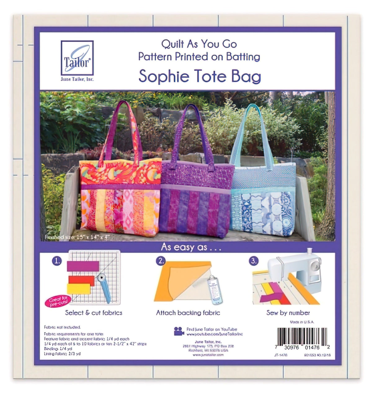 June Tailor Quilt As You Go Sophie Tote Bag Kit