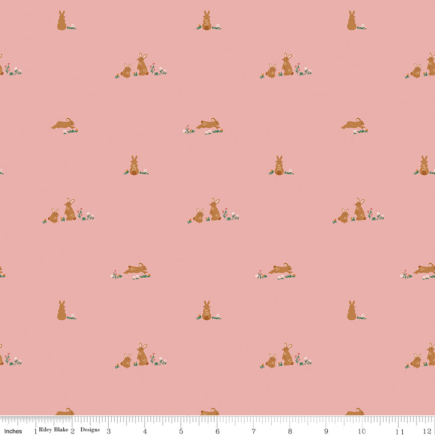 Flannel Sweet Cotton Tales Flopsy Fields Pink by Riley Blake Designs - 1/2 Yard