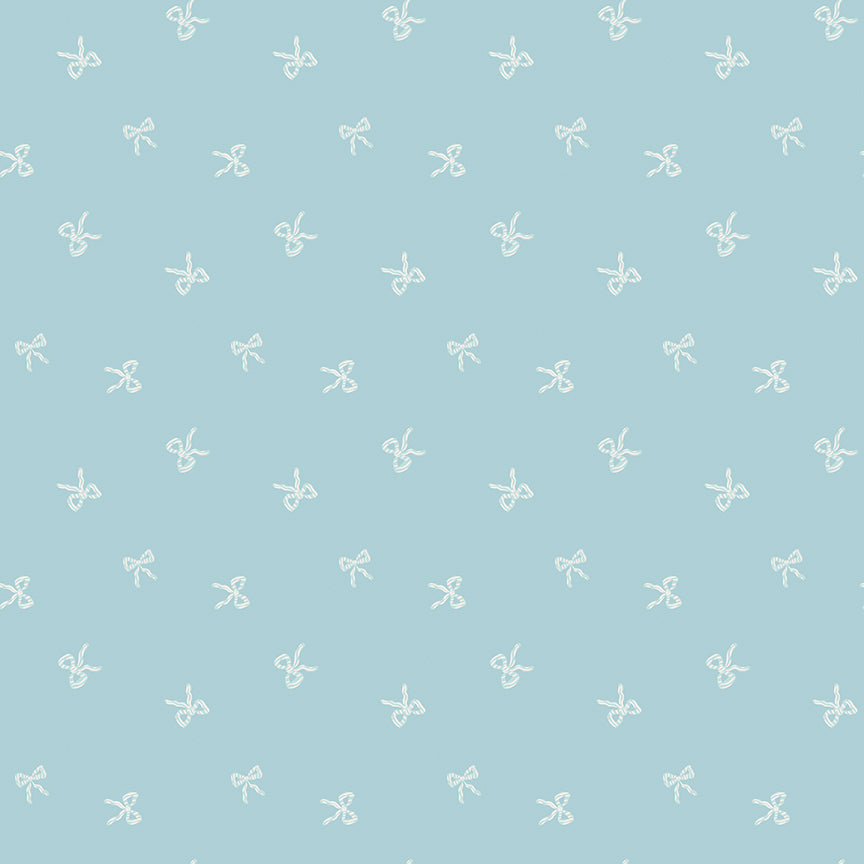 Flannel Sweet Cotton Tales Bows Blue by Riley Blake Designs - 1/2 Yard - image 2