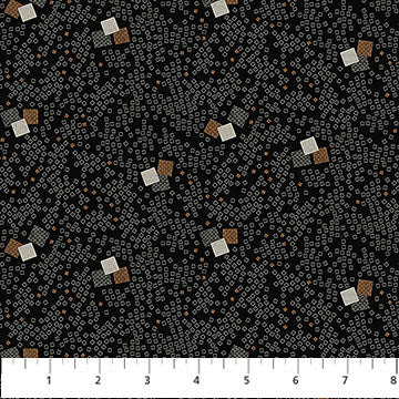 Haberdashery Charcoal Mini Block Toss Flannel by Deborah Edwards for Northcott Fabrics - 1/2 Yard