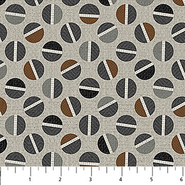 Haberdashery Medium Gray Circle Toss Flannel by Deborah Edwards for Northcott Fabrics - 1/2 Yard