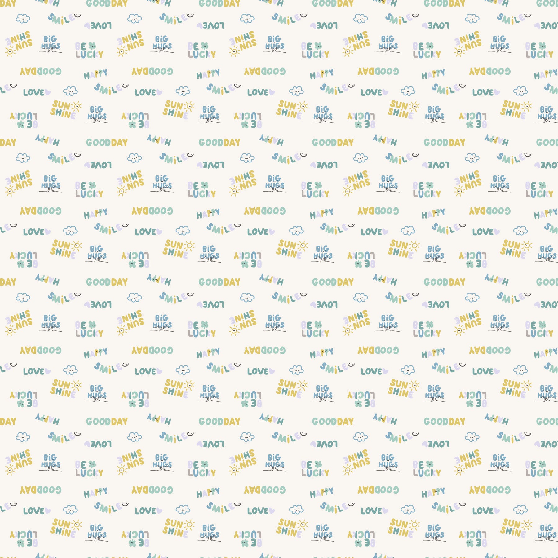 Lucky Day Flannel Cream Lucky Yardage by Jillian Phillips for FIGO FLANNEL- 1/2 YARD