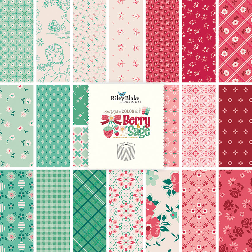 Berry & Sage Fat Quarter Bundle, 21 Pcs
