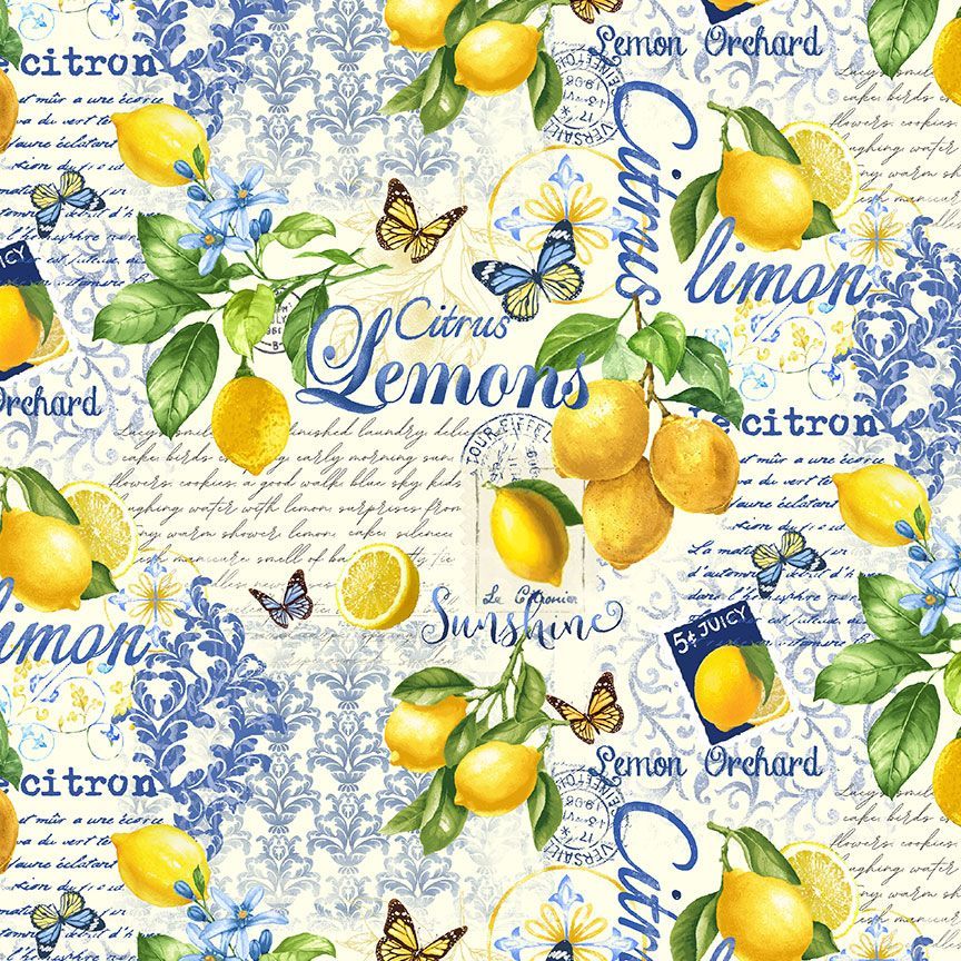 Lemon Collage - Yardage - Timeless Treasures - 1/2 YARD