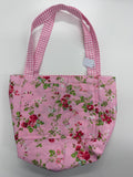Pink floral and gingham medium tote bag - Tiny Jungles
