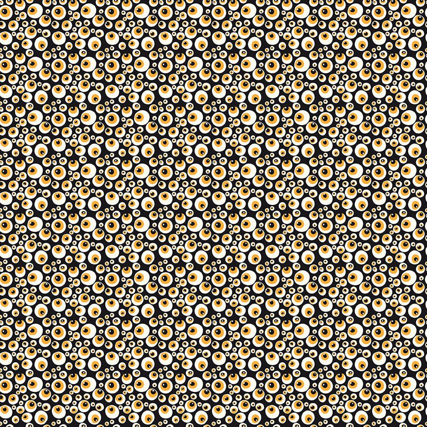 Beggar's Night Eyeballs Black Glow in the Dark for Riley Blake Designs - 1/2 YARD