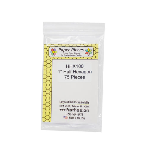 1" Half Hexagon Paper Pieces - 100 Pieces