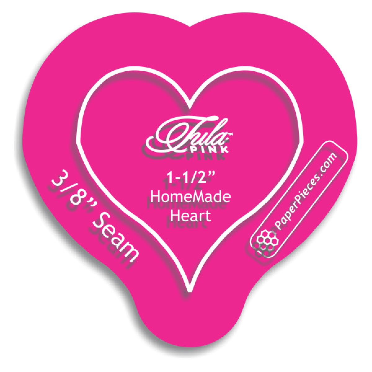 1 1/2" Homemade Heart Acrylic Template - 3/8" Seam Allowance