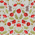 Poppies Poppy & Hare on Light Grey A557 - 1 Yard Cut