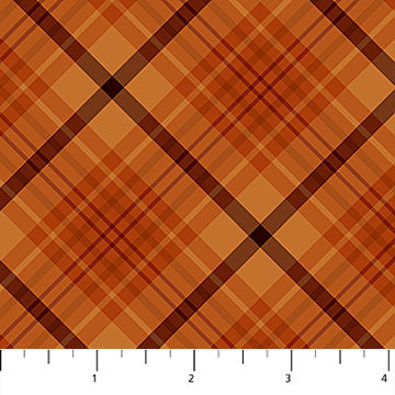 Orange/Rust Diagonal Plaid Sunshine Harvest -1/2 Yard