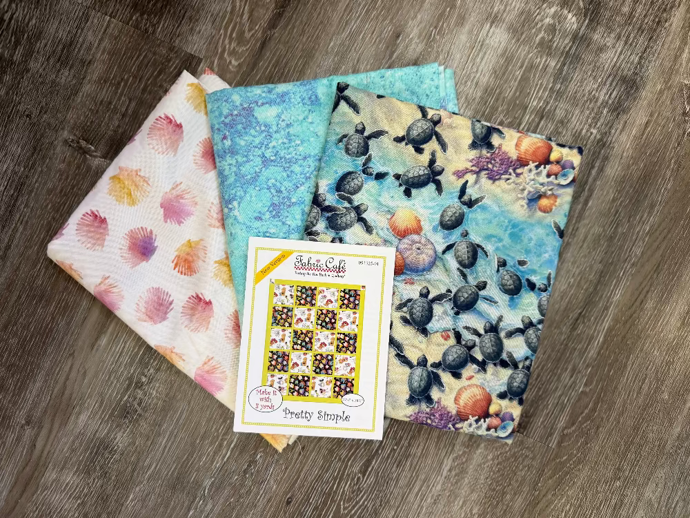 "Pretty Simple" by Fabric Cafe Turtle Beach 3 yard Quilt Kit