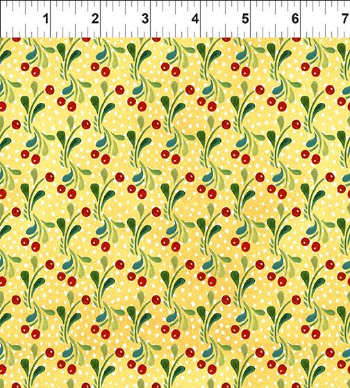 In The Beginning Fabrics Snowy - Berries - Yellow 8JPL1 - 1/2 Yard