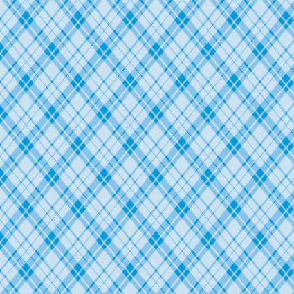 Benartex Sunshine Days by Nicole Decamp-Blue- Plaid Cotton - 1/2 YARD