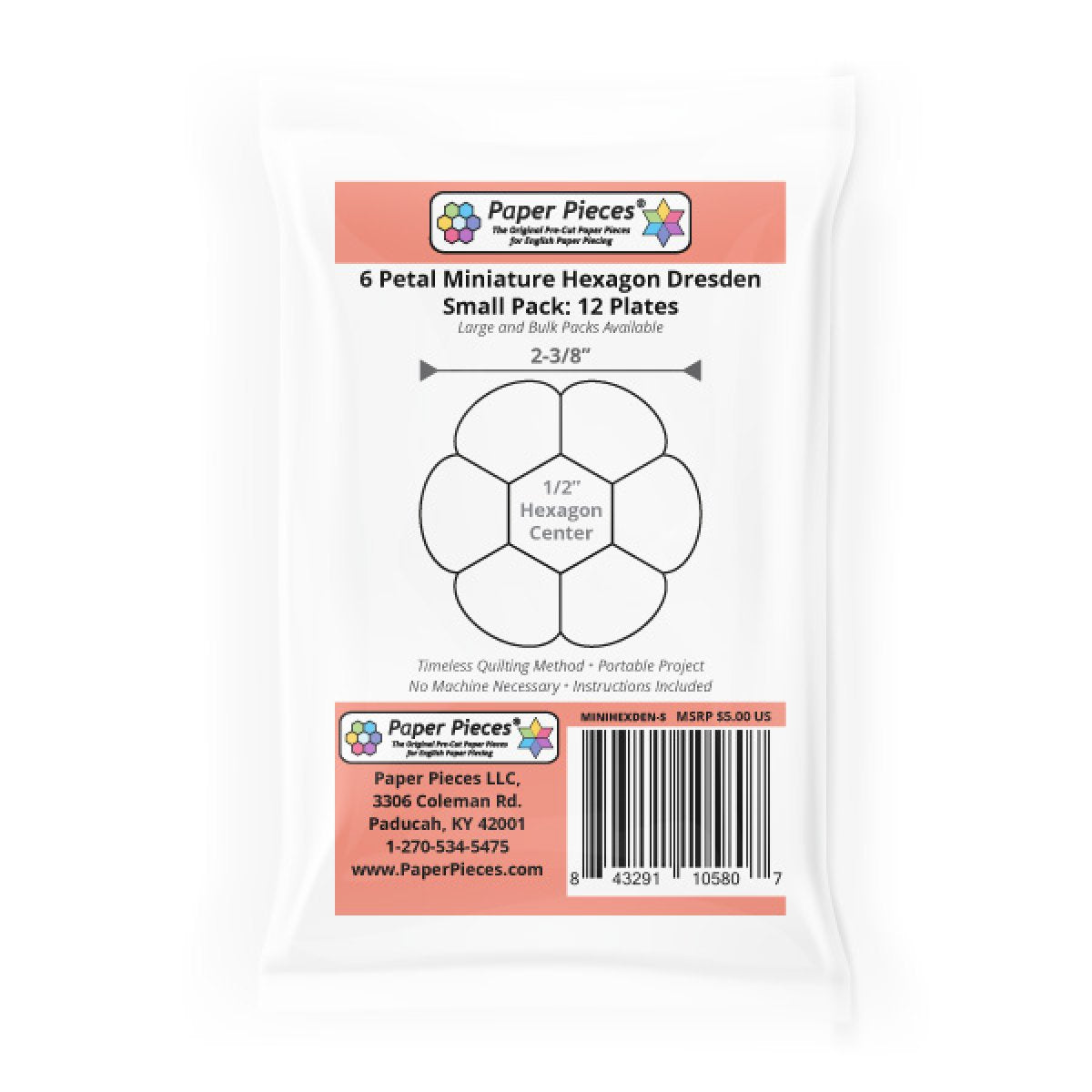 6 Petal Miniature Hexagon Dresden: Small Pack