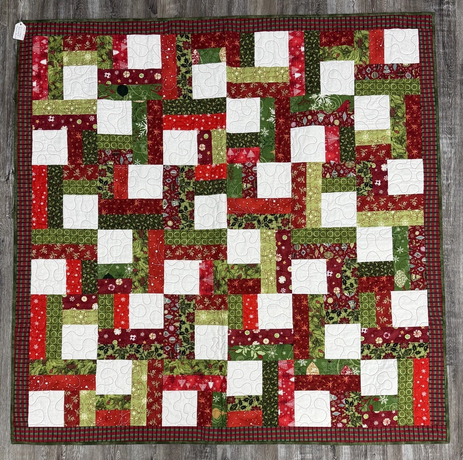 Christmas Qtr Log Cabin Quilt by CW 54" X 54"
