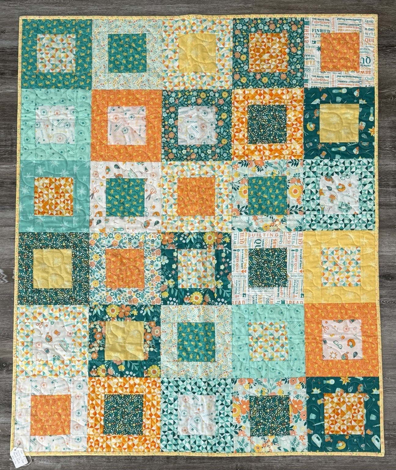 Missouri Star Sewing Squares Pieced Quilt by CW 42" X 50"