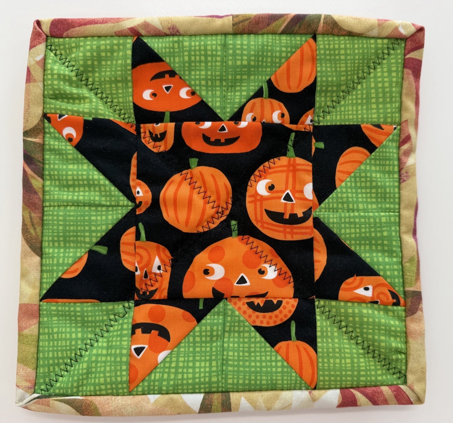 Pumpkin Star Potholder by Quilts by Anne 8" X 8"