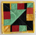 Modern Red Green & Black Potholder by Quilts by Anne 8" X 8"