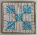 Aqua Floral Checkerboard Potholder by Quilts by Anne 8" X 8"