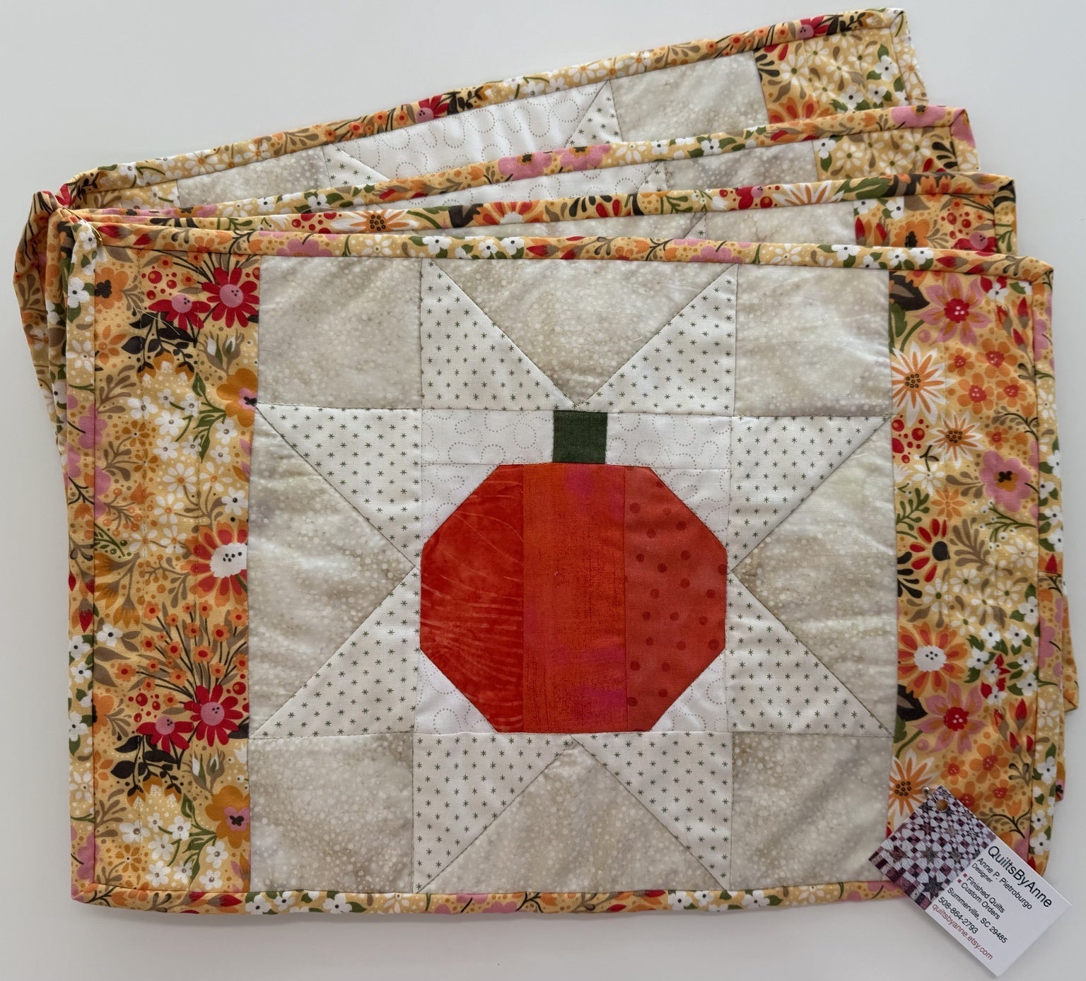Pumpkin Star Placemat Set by Quilts by Anne Set of 4 APP101