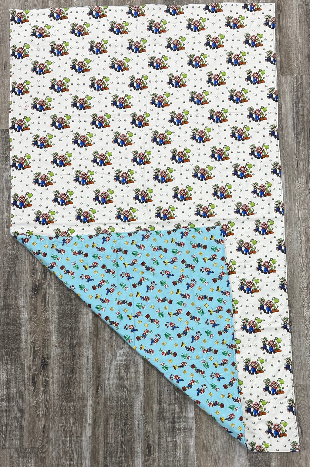Super Mario Reversible Tie Quilt by Sherry M. 70" X42"
