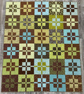 Brown Aqua & Green Block Quilt by Sew Sassy 76" X 64"