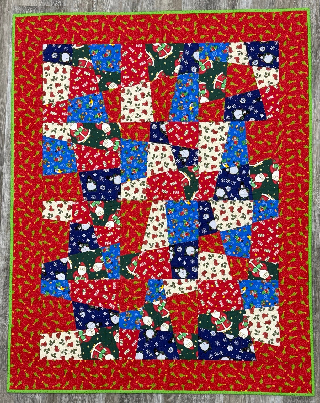 Christmas Stack and Whack Patchwork Quilt by Sew Sassy 38" X 50"