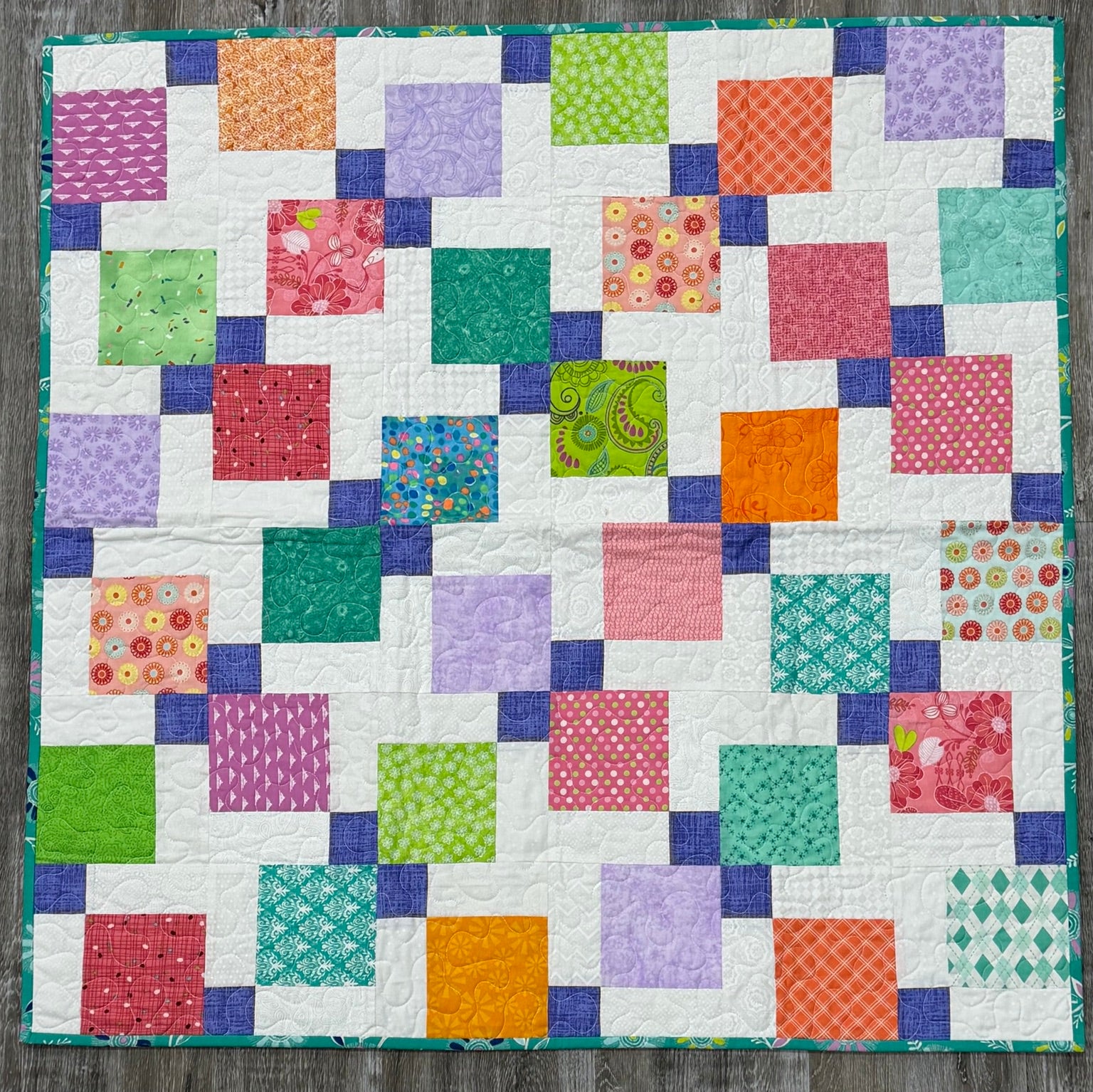 Colorful Floating Squares Quilt by Sew Sassy 38" X 38"