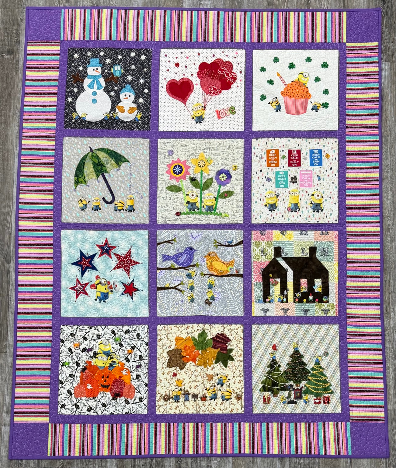 Minion Seasons Wall Hanging by Sew Sassy 50" X 62"